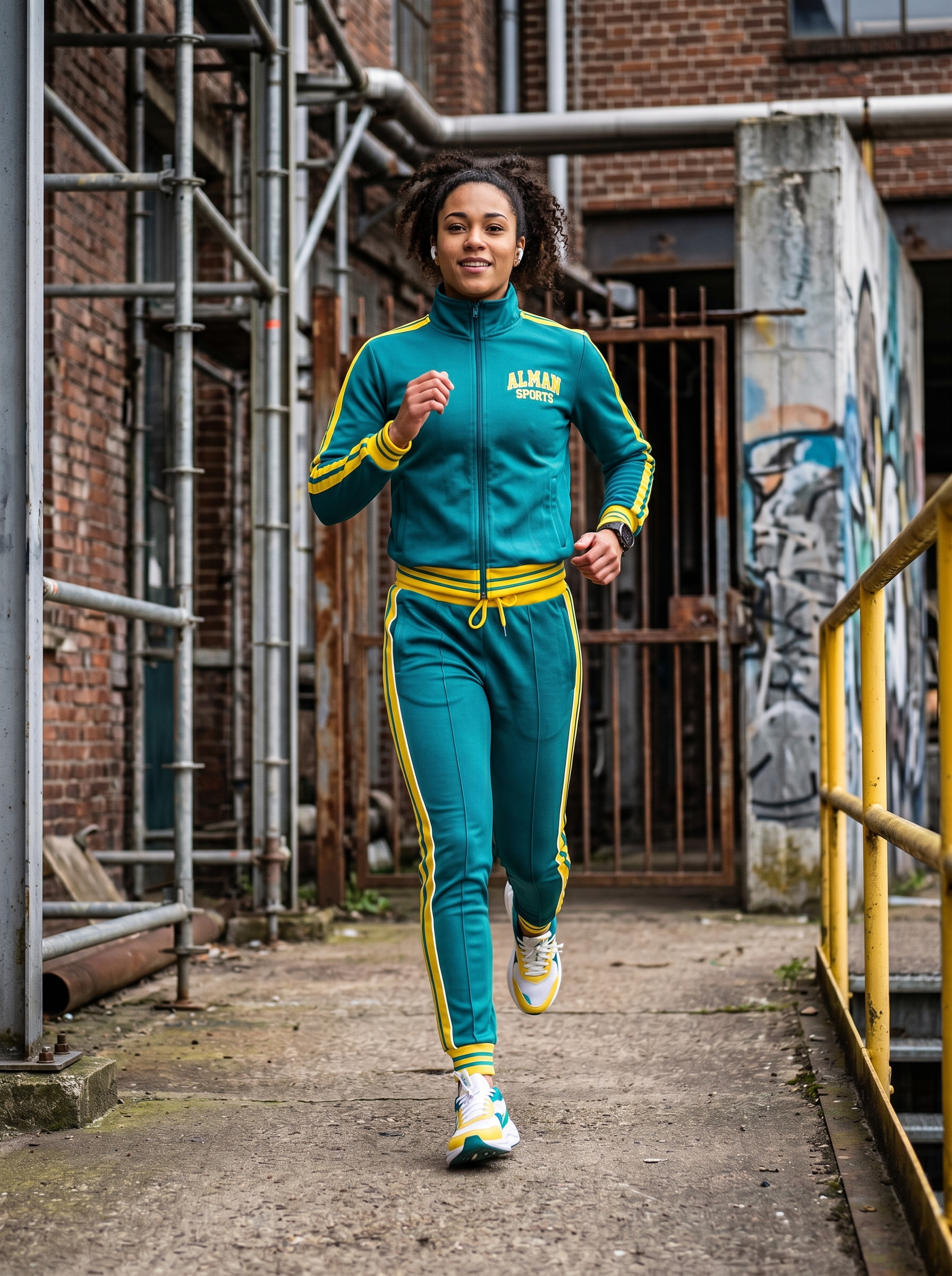 Custom 220 GSM Polyester Retro Tracksuit | Vibrant Teal & Gold Team Warm-Ups