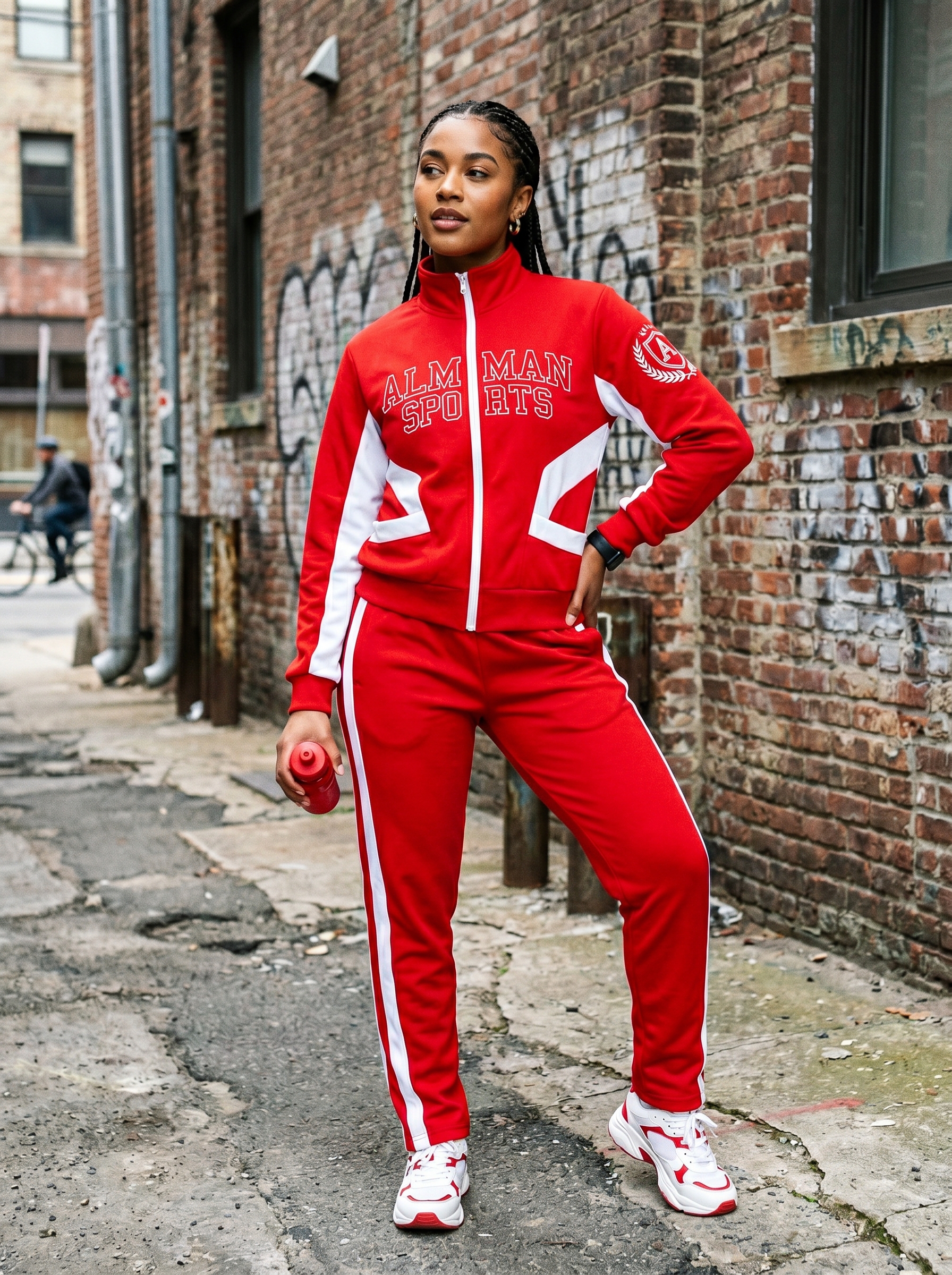 Ultra-Thick 300-320 GSM Fleece Tracksuit | Premium Red Varsity Set – Alman Sports