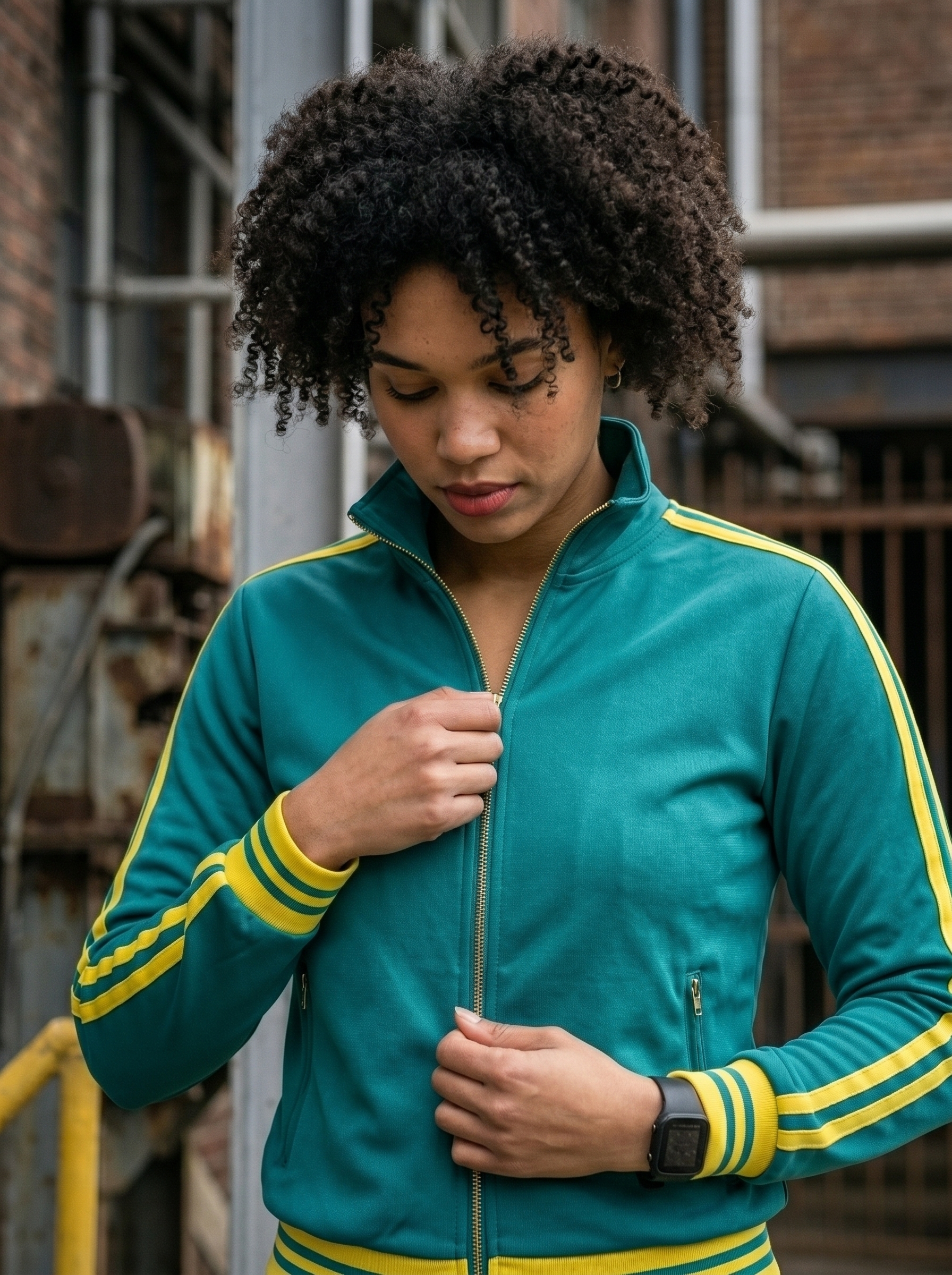 Custom 220 GSM Polyester Retro Tracksuit | Vibrant Teal & Gold Team Warm-Ups - Image 6