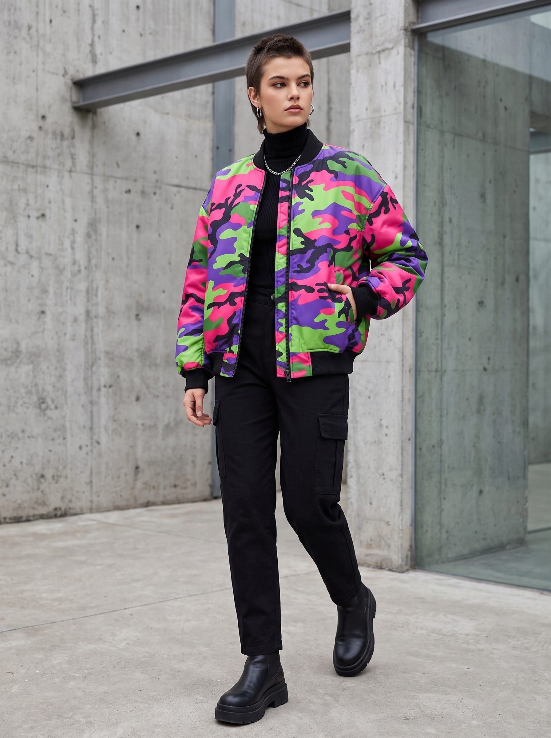 Women's Oversized Bomber Jackets - Image 4