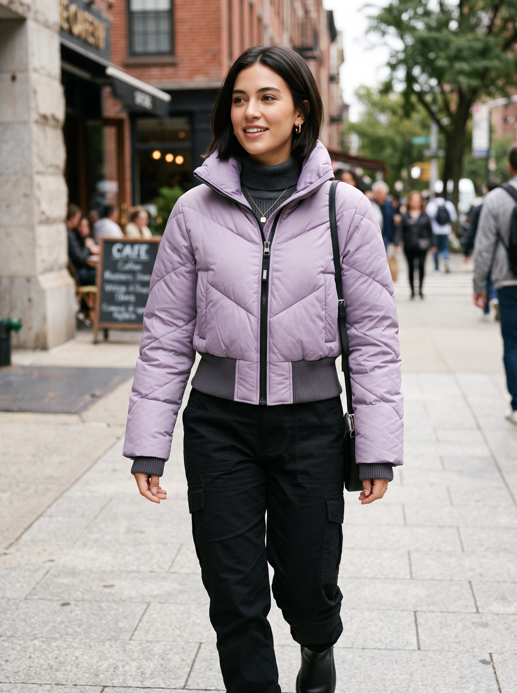 Women’s Cropped Utility Puffer in Lilac | Aurora Outdoor