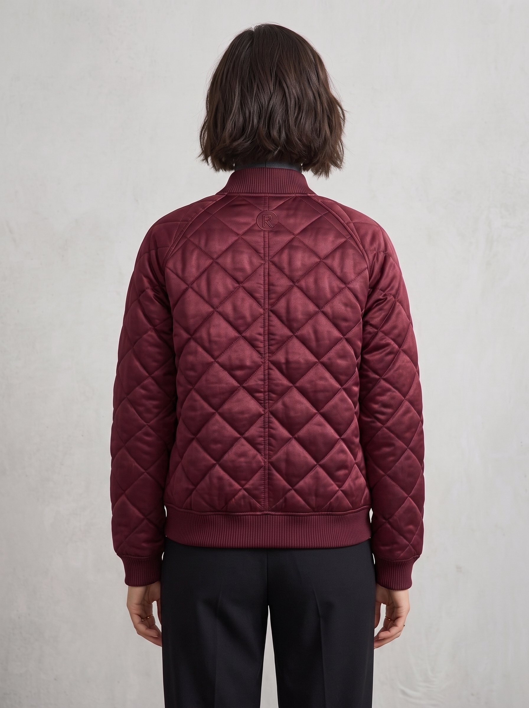 The Luxe Quilted Satin Bomber Jacket | Deep Burgundy - Image 3
